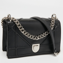 Pre Owned Dior Black Leather Small Diorama Shoulder Bag
