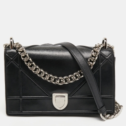 Pre Owned Dior Black Leather Small Diorama Shoulder Bag