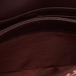 Pre Owned Dior Burgundy Oblique Canvas and Leather Saddle Wallet on Chain