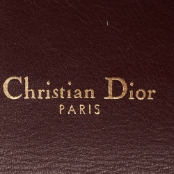 Pre Owned Dior Burgundy Oblique Canvas and Leather Saddle Wallet on Chain