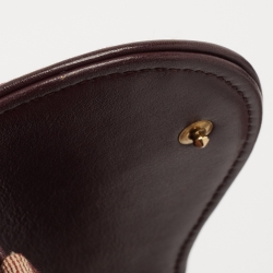 Pre Owned Dior Burgundy Oblique Canvas and Leather Saddle Wallet on Chain