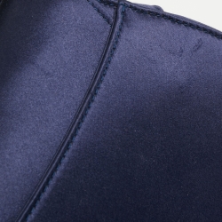 Pre Owned Dior Blue Satin Mini Crystal Embellished Logo Saddle Bag