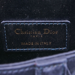 Pre Owned Dior Blue Satin Mini Crystal Embellished Logo Saddle Bag