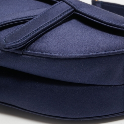Pre Owned Dior Blue Satin Mini Crystal Embellished Logo Saddle Bag