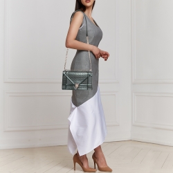 Dior Green Microcannage Patent Leather Medium Diorama Shoulder Bag