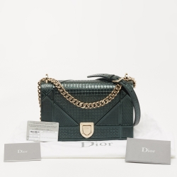 Dior Green Microcannage Patent Leather Medium Diorama Shoulder Bag