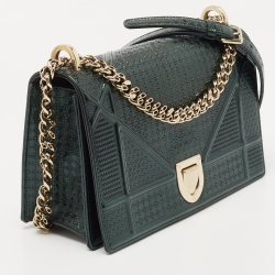 Dior Green Microcannage Patent Leather Medium Diorama Shoulder Bag