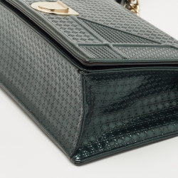 Dior Green Microcannage Patent Leather Medium Diorama Shoulder Bag