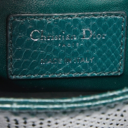 Pre Owned Dior Green Python Mini Lady Dior Chain Tote
