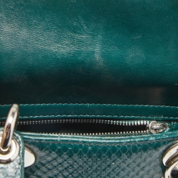 Pre Owned Dior Green Python Mini Lady Dior Chain Tote