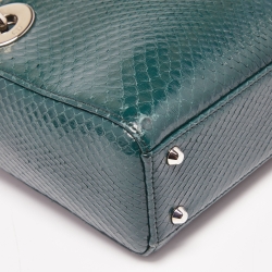 Pre Owned Dior Green Python Mini Lady Dior Chain Tote