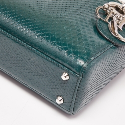 Pre Owned Dior Green Python Mini Lady Dior Chain Tote