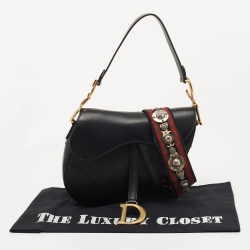 Dior Black Leather Medium Saddle Bag
