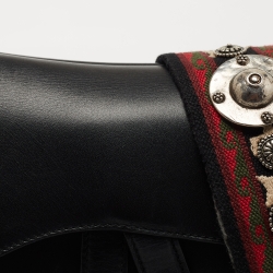 Dior Black Leather Medium Saddle Bag