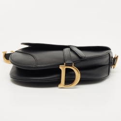 Dior Black Leather Medium Saddle Bag