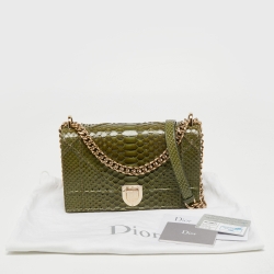 Pre Owned Dior Green Python Medium Diorama Flap Shoulder Bag
