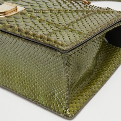 Pre Owned Dior Green Python Medium Diorama Flap Shoulder Bag