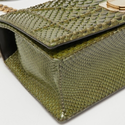Pre Owned Dior Green Python Medium Diorama Flap Shoulder Bag