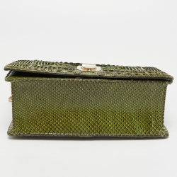 Pre Owned Dior Green Python Medium Diorama Flap Shoulder Bag