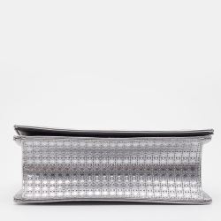 Dior Metallic Silver Micro Cannage Leather Small Diorama Flap Bag