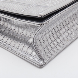Dior Metallic Silver Micro Cannage Leather Small Diorama Flap Bag