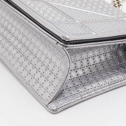 Dior Metallic Silver Micro Cannage Leather Small Diorama Flap Bag