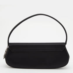 Pre Owned Dior Black Satin Charm Flap Baguette