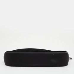 Pre Owned Dior Black Satin Charm Flap Baguette