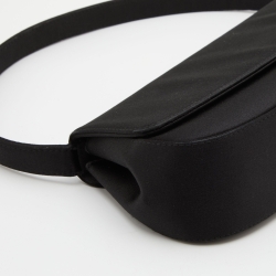 Pre Owned Dior Black Satin Charm Flap Baguette