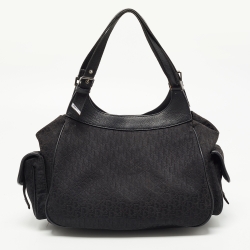 Pre Owned Dior Black Oblique Canvas and Leather Street Chic Pocket Bag