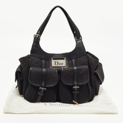Pre Owned Dior Black Oblique Canvas and Leather Street Chic Pocket Bag