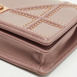 Dior Pink Leather Studded Diorama Wallet on Chain