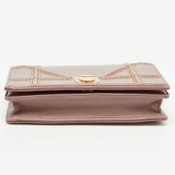 Dior Pink Leather Studded Diorama Wallet on Chain