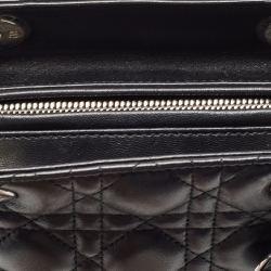Pre Owned Dior Black Cannage Leather Medium Lady Dior Tote