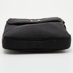 Pre Owned Dior Black Oblique Canvas and Leather Flap Crossbody Bag