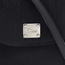 Pre Owned Dior Black Oblique Canvas and Leather Flap Crossbody Bag