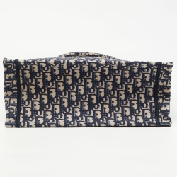 Pre Owned Dior Navy Blue Oblique Canvas Medium  Book Tote 