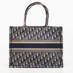 Pre Owned Dior Navy Blue Oblique Canvas Medium  Book Tote 
