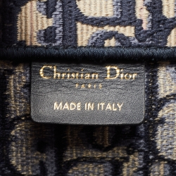Pre Owned Dior Navy Blue Oblique Canvas Medium  Book Tote 