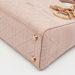 Dior Pink Cannage Embroidered Canvas Medium Lady D-Lite Tote