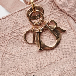 Dior Pink Cannage Embroidered Canvas Medium Lady D-Lite Tote