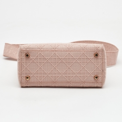 Dior Pink Cannage Embroidered Canvas Medium Lady D-Lite Tote