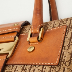 Pre Owned Dior Tan/Beige Oblique Canvas and Leather Street Chic Trotter Satchel