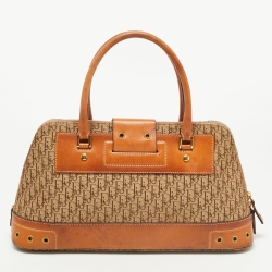 Pre Owned Dior Tan/Beige Oblique Canvas and Leather Street Chic Trotter Satchel