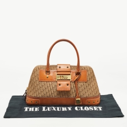 Pre Owned Dior Tan/Beige Oblique Canvas and Leather Street Chic Trotter Satchel