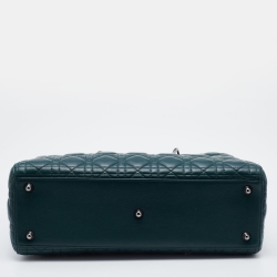 Pre Owned Dior Green Cannage Leather Large Lady Dior Tote