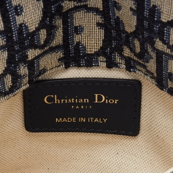 Pre Owned Dior Blue Oblique Canvas and Leather Saddle Belt Bag