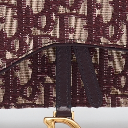 Pre Owned Dior Burgundy Oblique Canvas and Leather Saddle Belt Bag