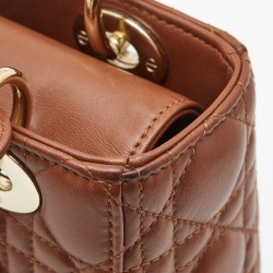 Dior Brown Cannage Leather Small My ABCDior Lady Dior Tote