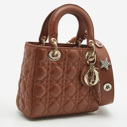 Dior Brown Cannage Leather Small My ABCDior Lady Dior Tote